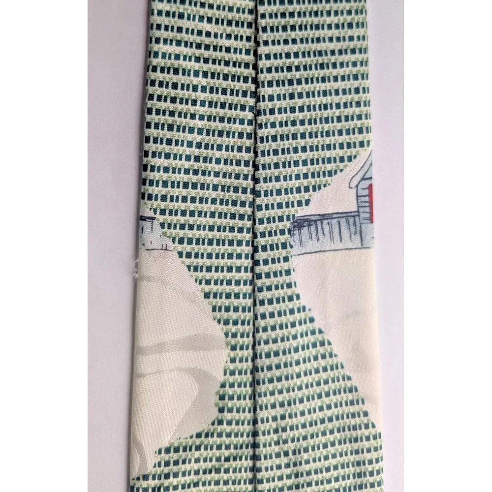 VTG Santa Tie 100% Silk Hallmark Holiday Tradition Christmas USA Made Sledding